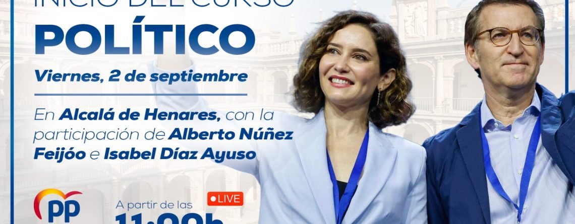 Cartel acto Feijoó y Ayuso por el inicio del curso político